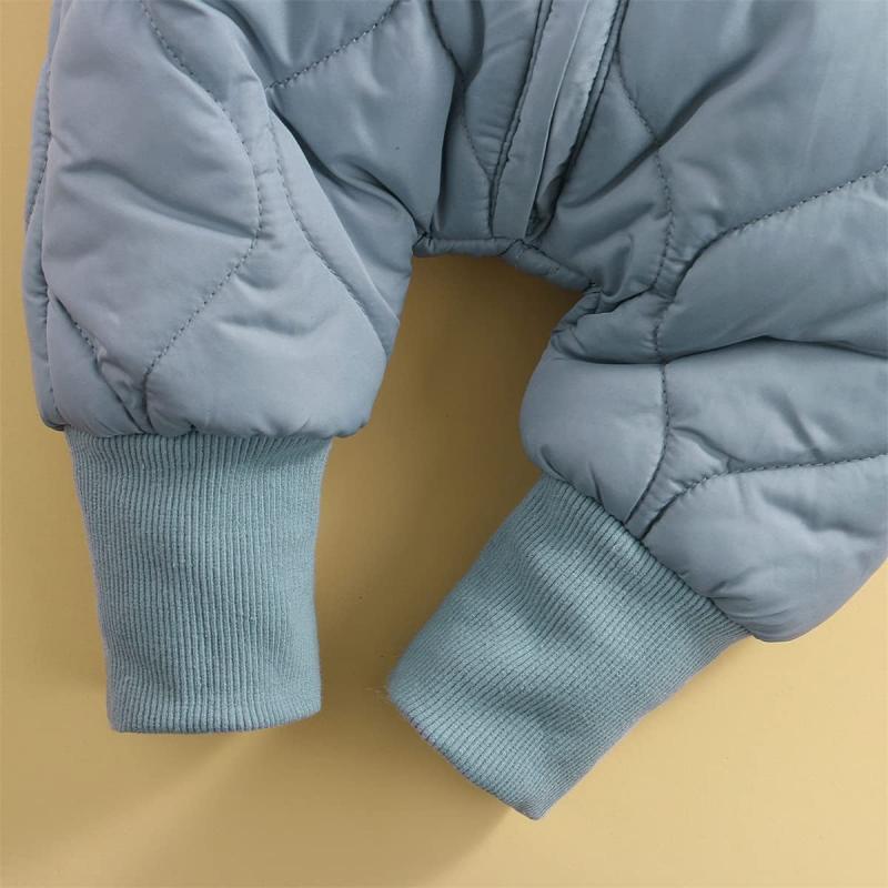 Säuglingsbaby-Jungen-Mädchen-Kleidung mit Kapuze gefälschter Daunen-Overall-Spielanzug-Winter-warmer Overall
