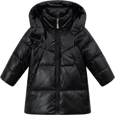  Kids Winter Shiny Puffer Jacket with Detachable Hood Magic Sticky Insulated Parka Coat 