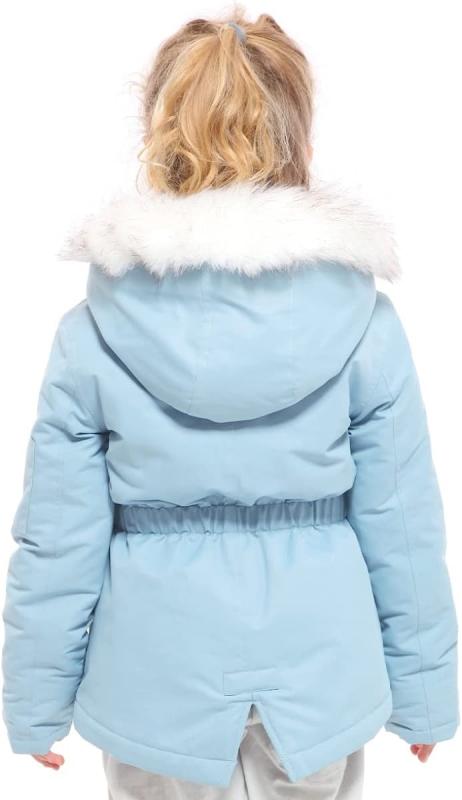Wasserabweisender Wintermantel für Mädchen, warme, mit Sherpa-Fleece gefütterte Parka-Jacke mit abnehmbarer Fellkapuze
